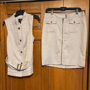 NWOT Elegant Cream Jacket & Skirt Set